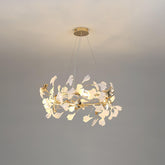 Twilight Branches Ceramic Gingko Chandelier T#size_Model A ∅ 23.6″ x H 11.8″